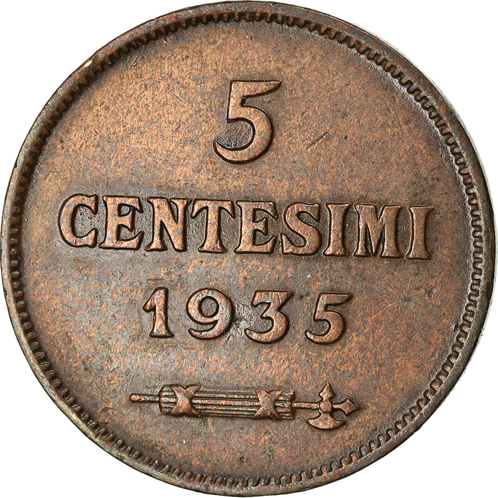 Monnaie, San Marino, 5 Centesimi, 1935, Rome, SUP, Bronze, KM:12