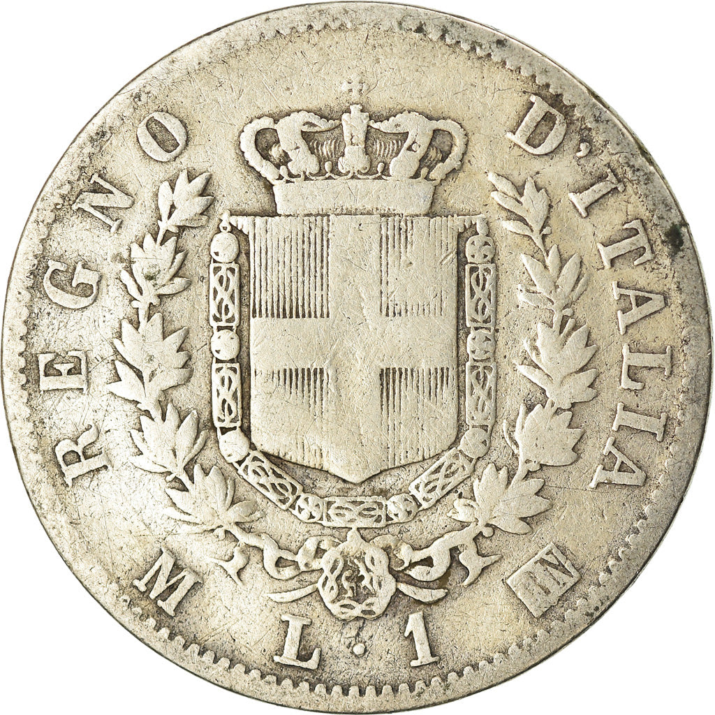 Moeda, Itália, Vittorio Emanuele II, Lira, 1863, Milan, F(12-15), Prata