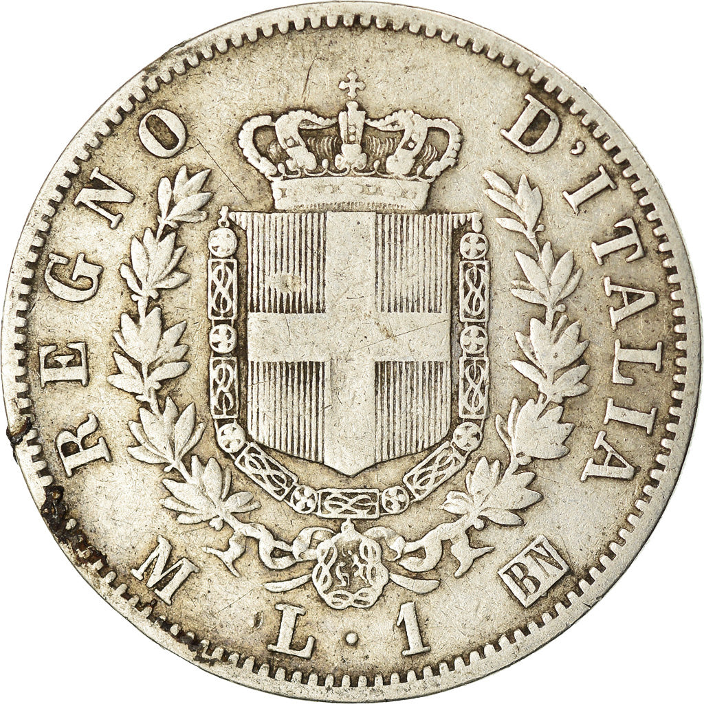 Moneta, Italia, Vittorio Emanuele II, Lira, 1863, Milan, B+, Argento, KM:5a.1