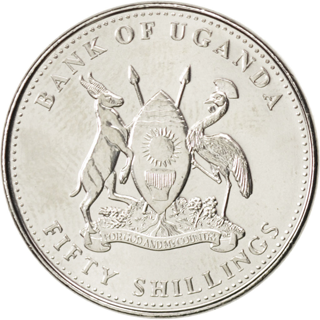 UGANDA, 50 Shillings, 2007, Royal Canadian Mint, KM #66, MS(63), Nickel Plated..