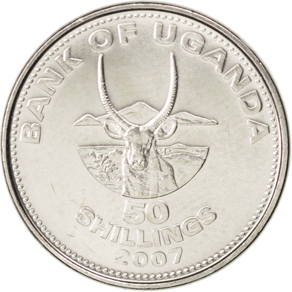UGANDA, 50 Shillings, 2007, Royal Canadian Mint, KM #66, MS(63), Nickel Plated..