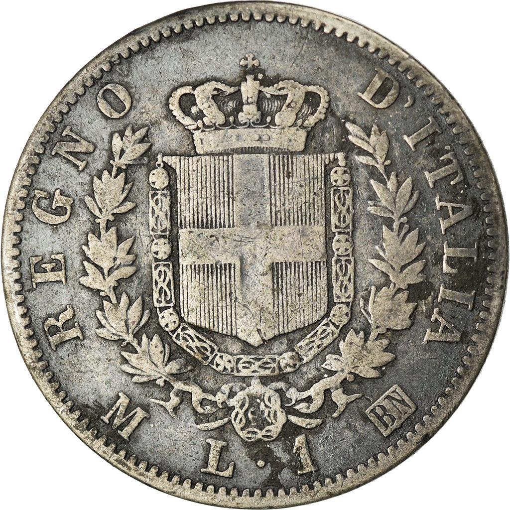 Moneda, Italia, Vittorio Emanuele II, Lira, 1863, Milan, BC+, Plata, KM:5a.1