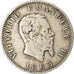 Moneda, Italia, Vittorio Emanuele II, Lira, 1863, Milan, BC+, Plata, KM:5a.1