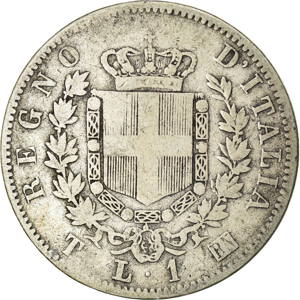Italia, Vittorio Emanuele II, Lira, 1863, Torino, MB, Argento, KM:5a.2