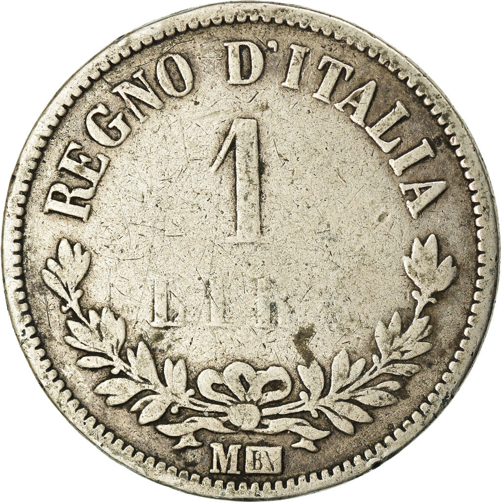 Moneta, Italia, Vittorio Emanuele II, Lira, 1863, Milan, B+, Argento, KM:5a.1