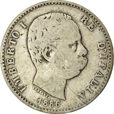 Moneta, Włochy, Umberto I, Lira, 1886, Rome, F(12-15), Srebro, KM:24.1
