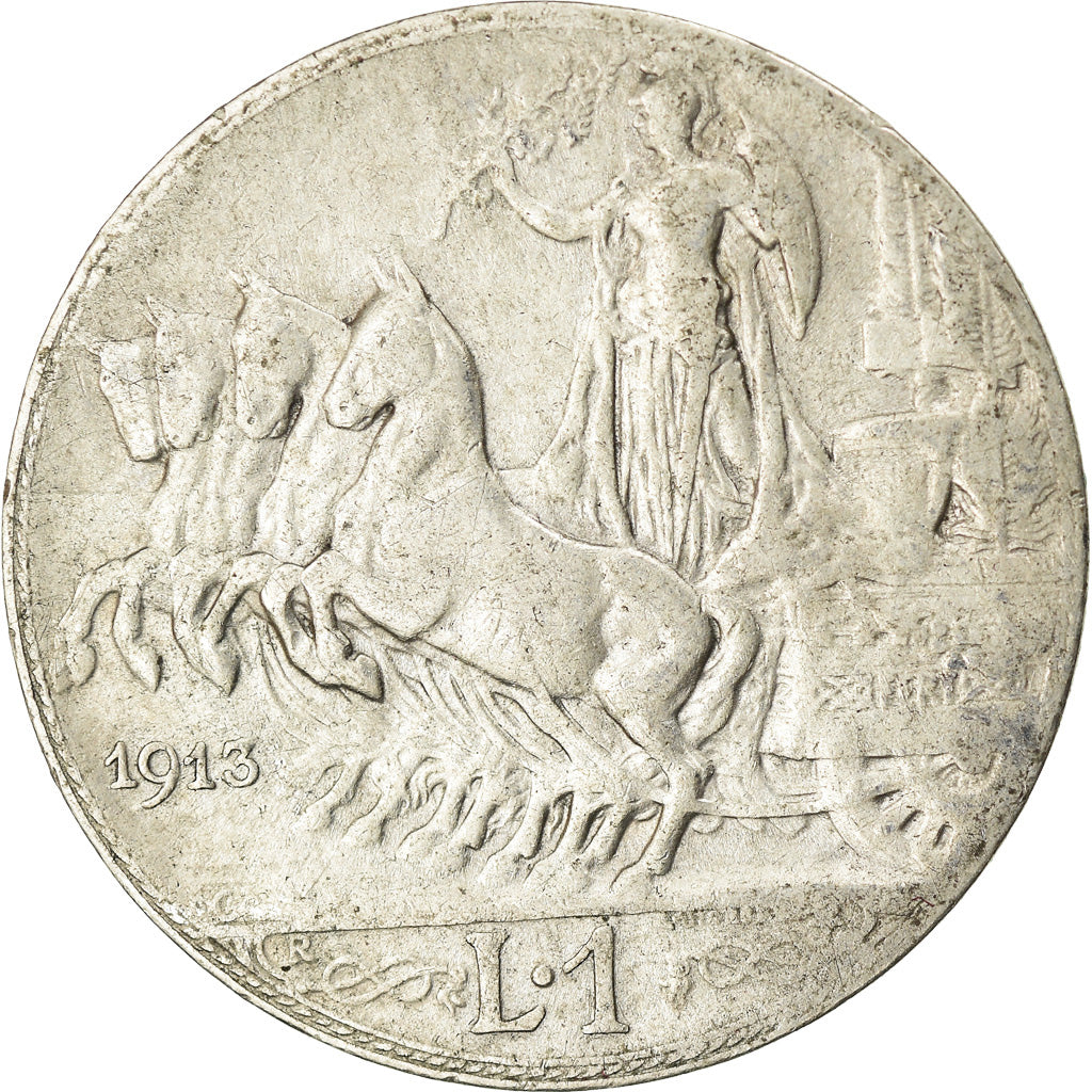 Coin, Italy, Vittorio Emanuele III, Lira, 1913, Rome, VF(20-25), Silver, KM:45