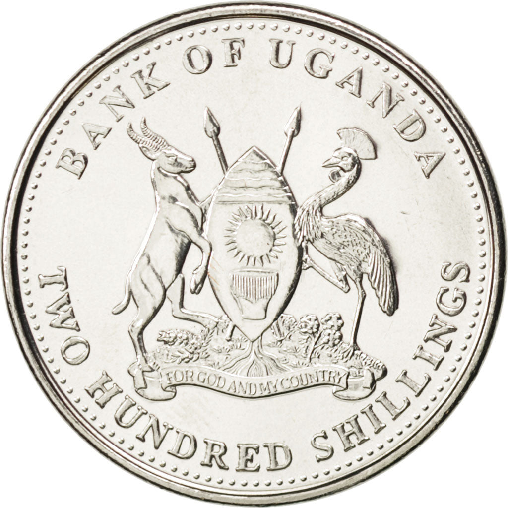 Coin, Uganda, 200 Shillings, 2008, MS(63), Copper-nickel, KM:68