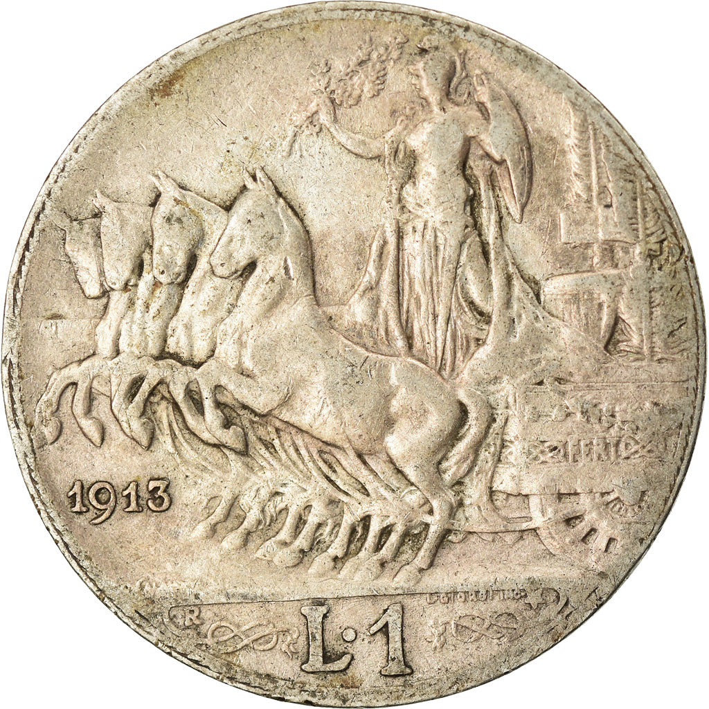 Coin, Italy, Vittorio Emanuele III, Lira, 1913, Rome, VF(20-25), Silver, KM:45