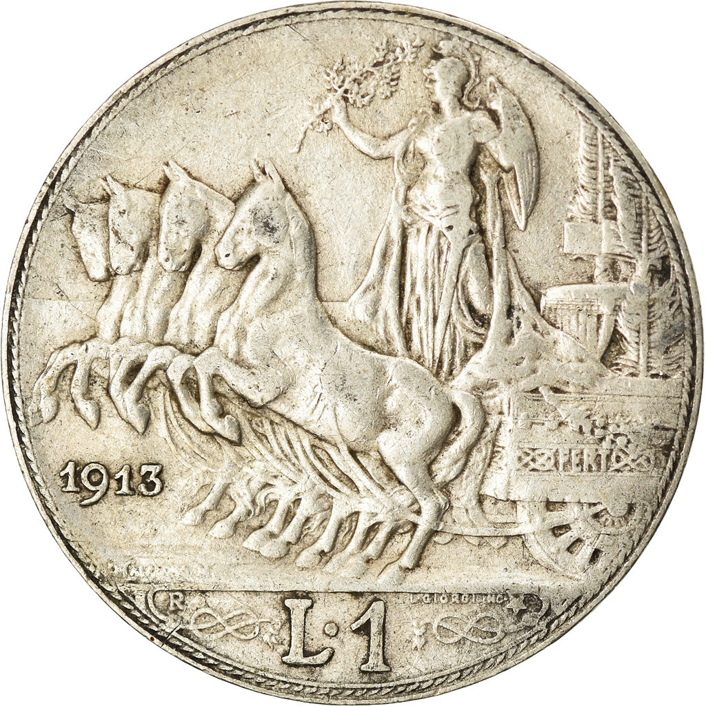 Coin, Italy, Vittorio Emanuele III, Lira, 1913, Rome, VF(30-35), Silver, KM:45