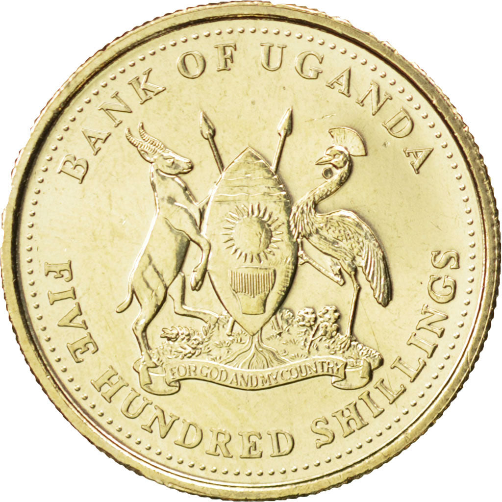 Coin, Uganda, 500 Shillings, 2008, MS(63), Nickel-brass, KM:69