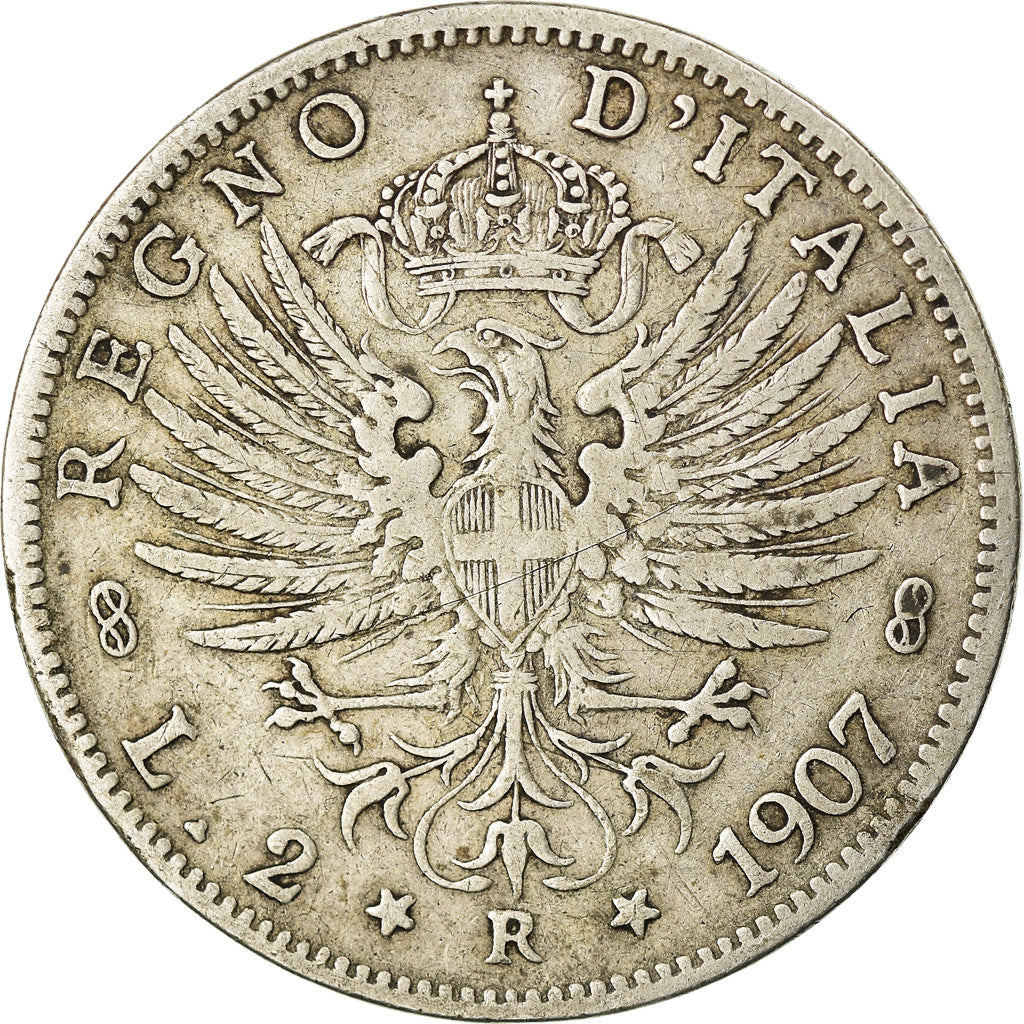 Monnaie, Italie, Vittorio Emanuele III, 2 Lire, 1907, Rome, TB+, Argent, KM:33