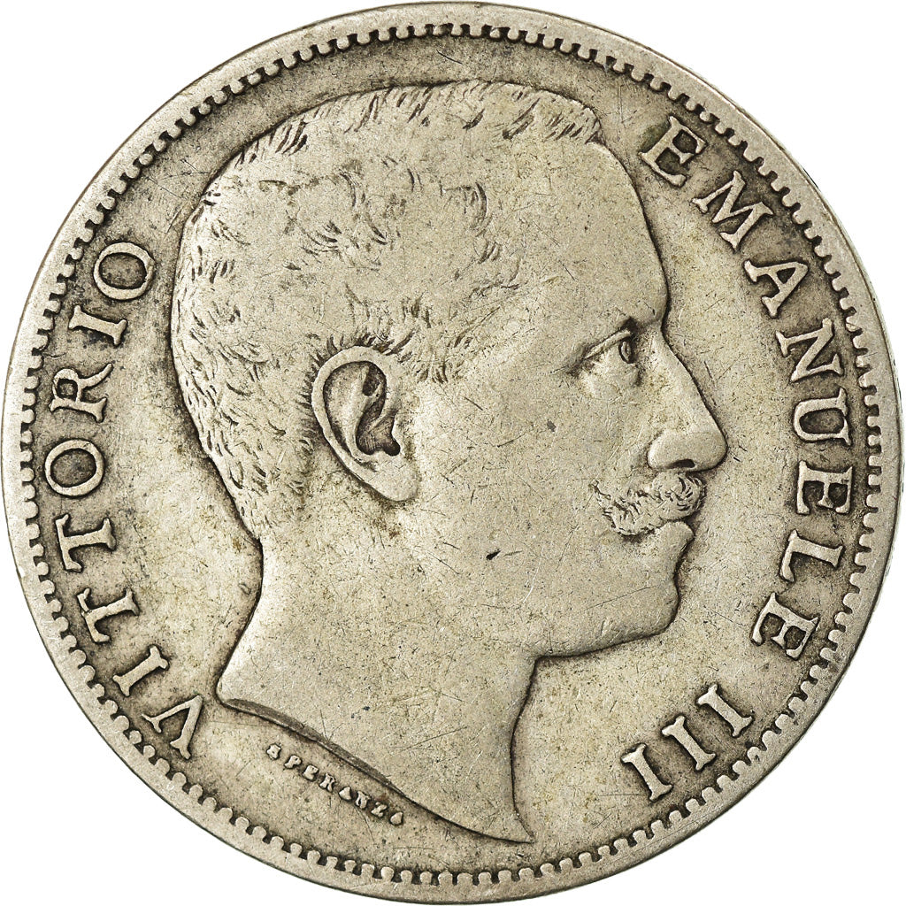 Moeda, Itália, Vittorio Emanuele III, 2 Lire, 1907, Rome, VF(30-35), Prata