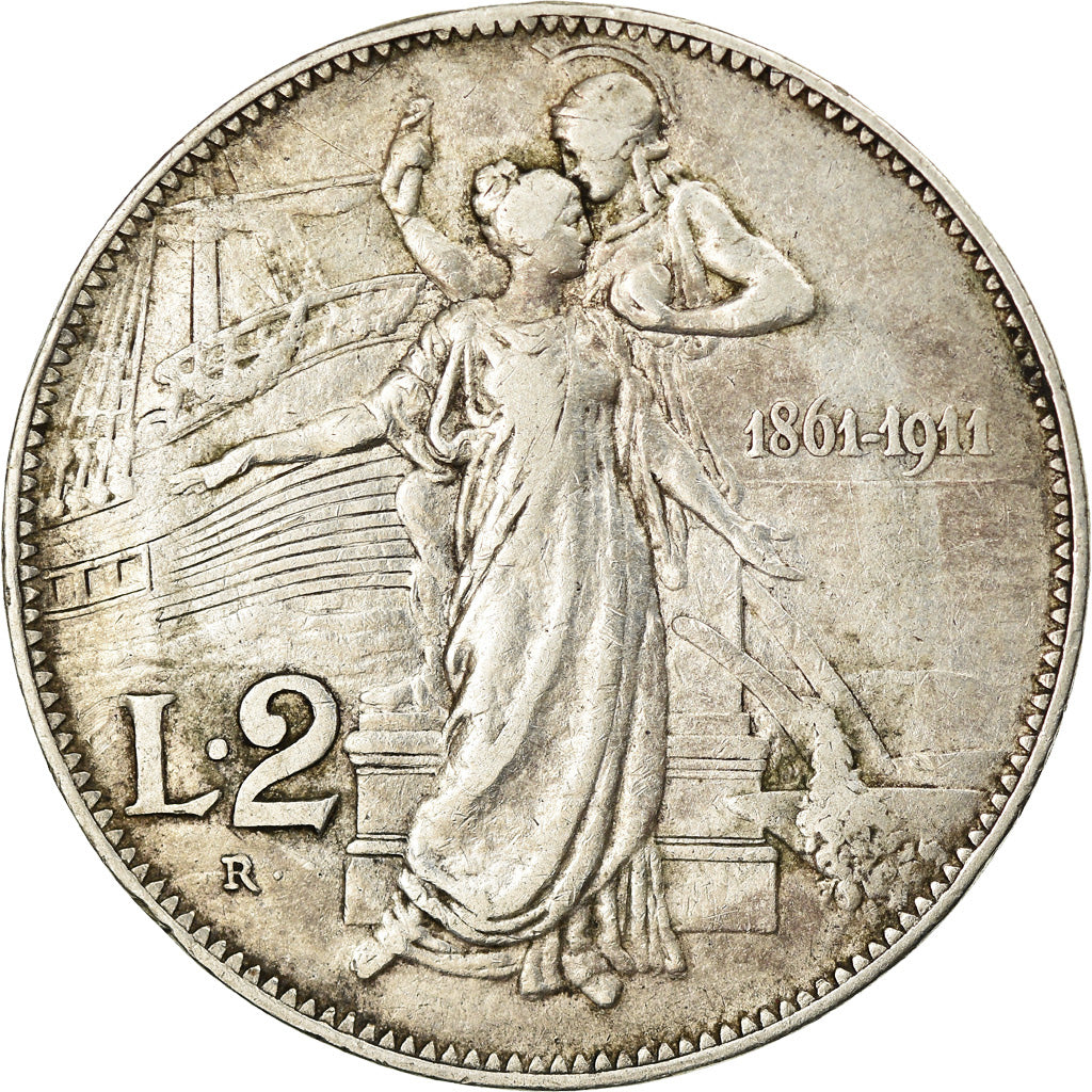Moneta, Italia, Vittorio Emanuele III, 2 Lire, 1911, Rome, MB, Argento, KM:52