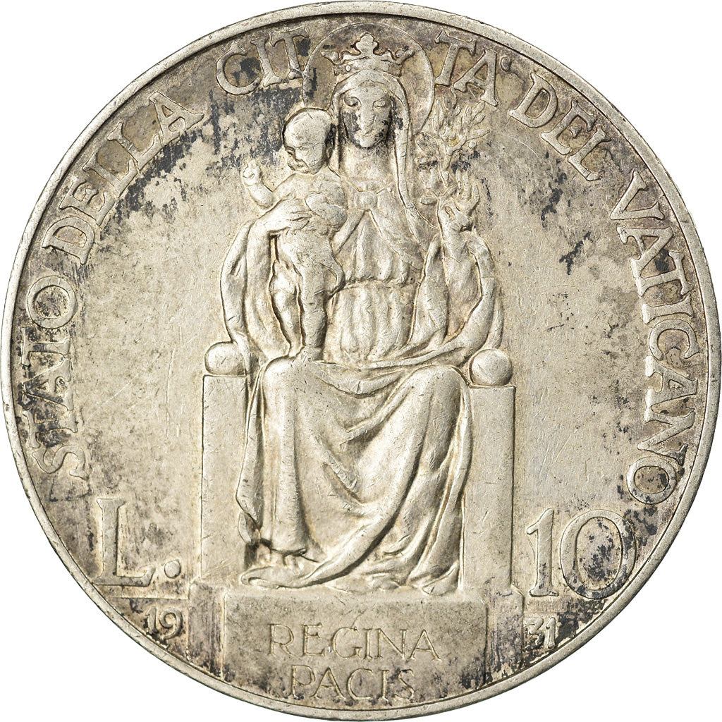 Coin, VATICAN CITY, Pius XI, 10 Lire, 1931, Roma, EF(40-45), Silver, KM:8