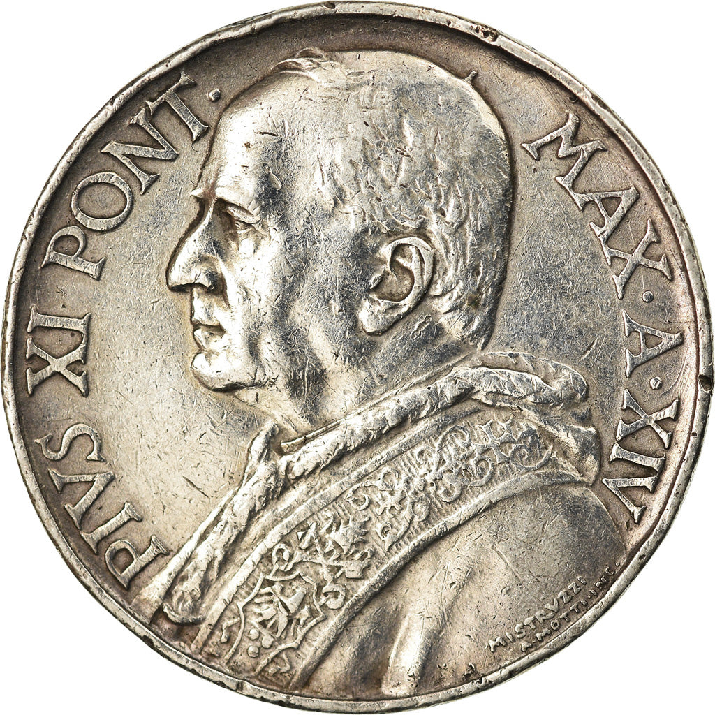 Moeda, CIDADE DO VATICANO, Pius XI, 10 Lire, 1935, Roma, EF(40-45), Prata, KM:8
