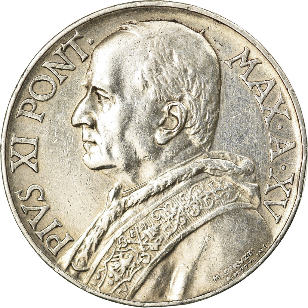 Münze, Vatikanstadt, Pius XI, 10 Lire, 1936, Roma, SS, Silber, KM:8