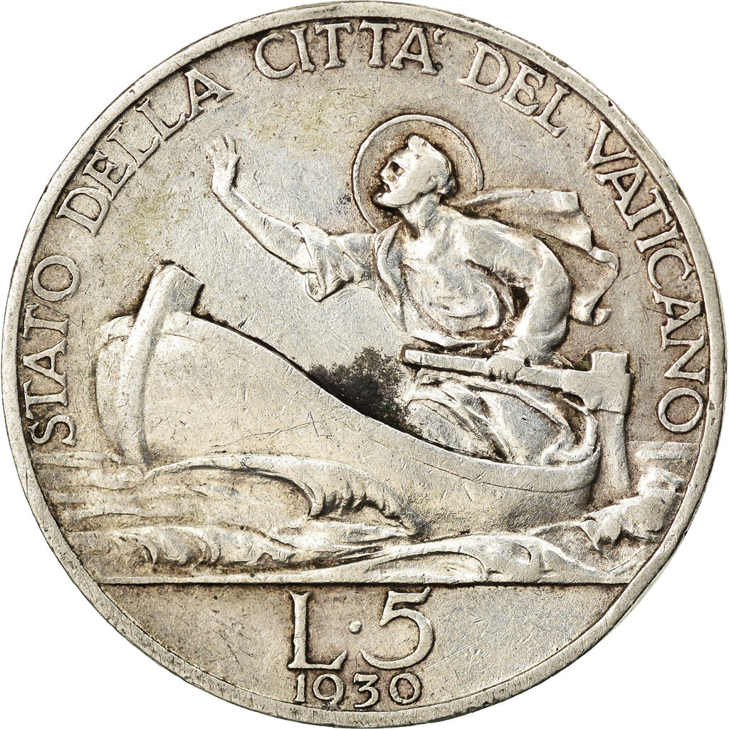 Münze, Vatikanstadt, Pius XI, 5 Lire, 1930, Roma, SS, Silber, KM:7