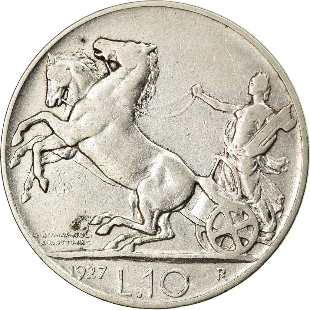 Münze, Italien, Vittorio Emanuele III, 10 Lire, 1927, Rome, S+, Silber, KM:68.1