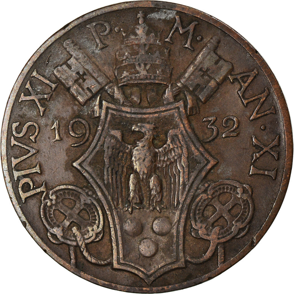 Moneta, CITTÀ DEL VATICANO, Pius XI, 10 Centesimi, 1932, BB+, Bronzo, KM:2