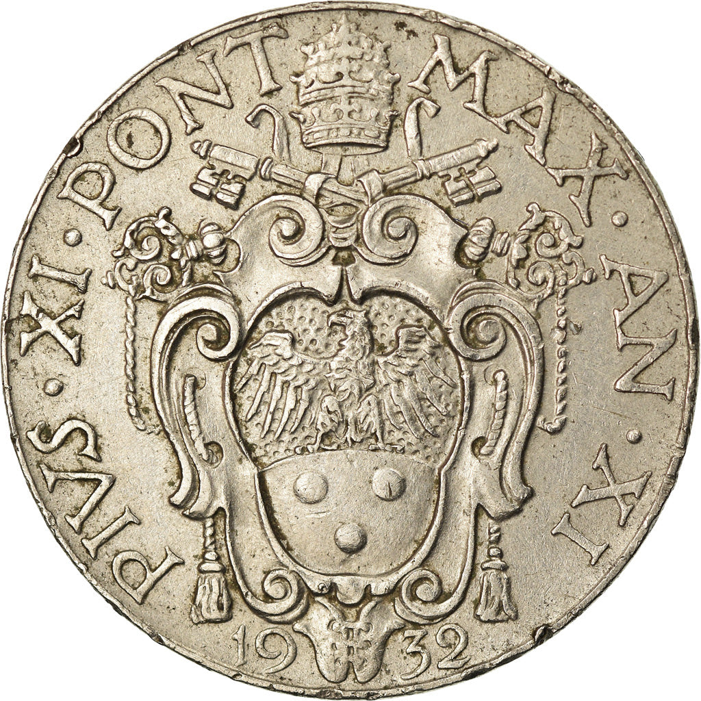 Moneta, CITTÀ DEL VATICANO, Pius XI, 2 Lire, 1932, BB, Nichel, KM:6