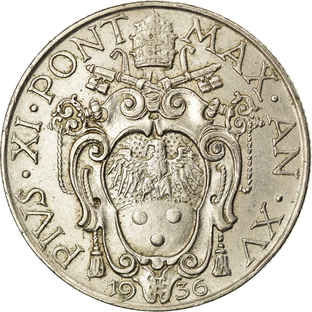 Moeda, CIDADE DO VATICANO, Pius XI, Lira, 1936, AU(50-53), Níquel, KM:5