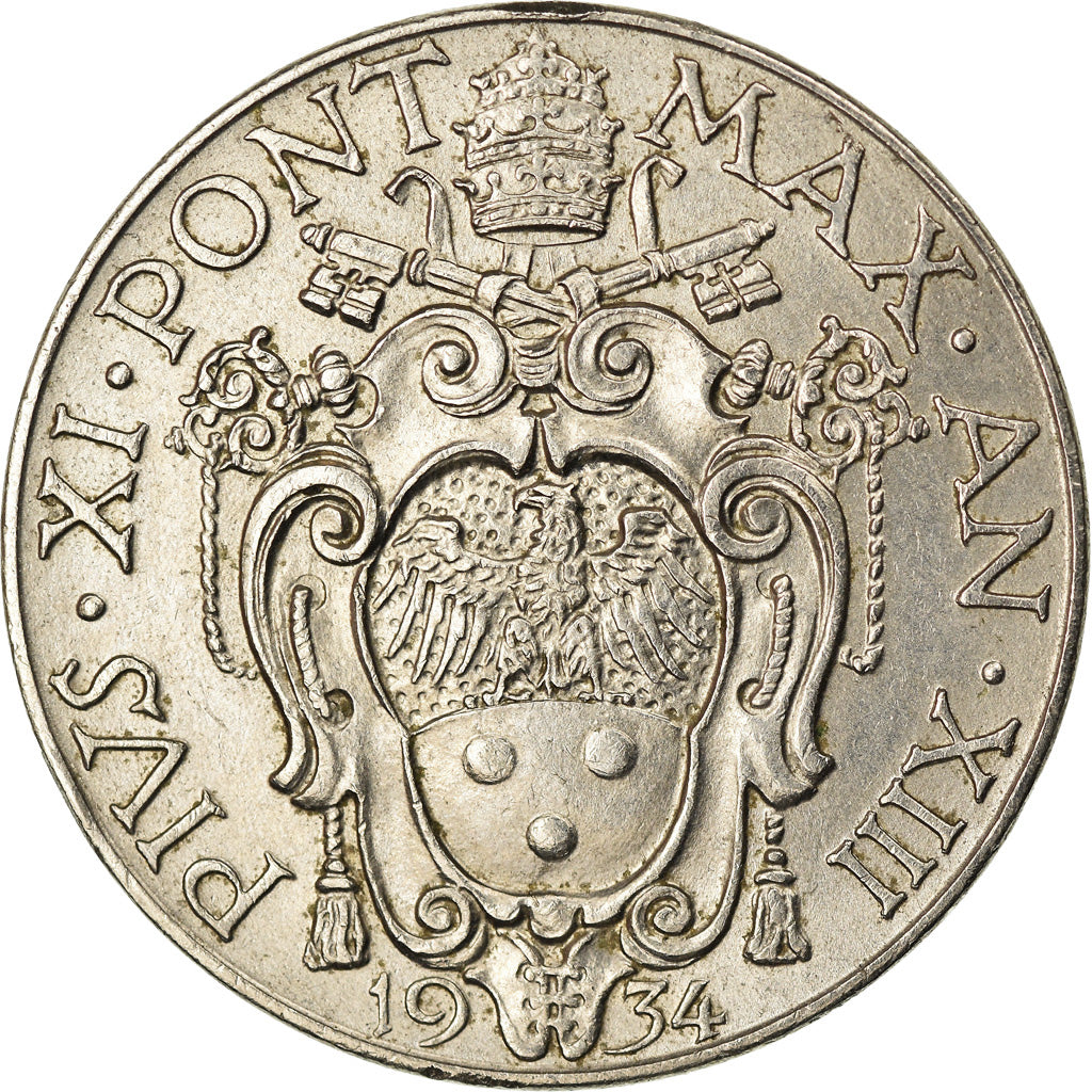 Moeda, CIDADE DO VATICANO, Pius XI, 2 Lire, 1934, EF(40-45), Níquel, KM:6