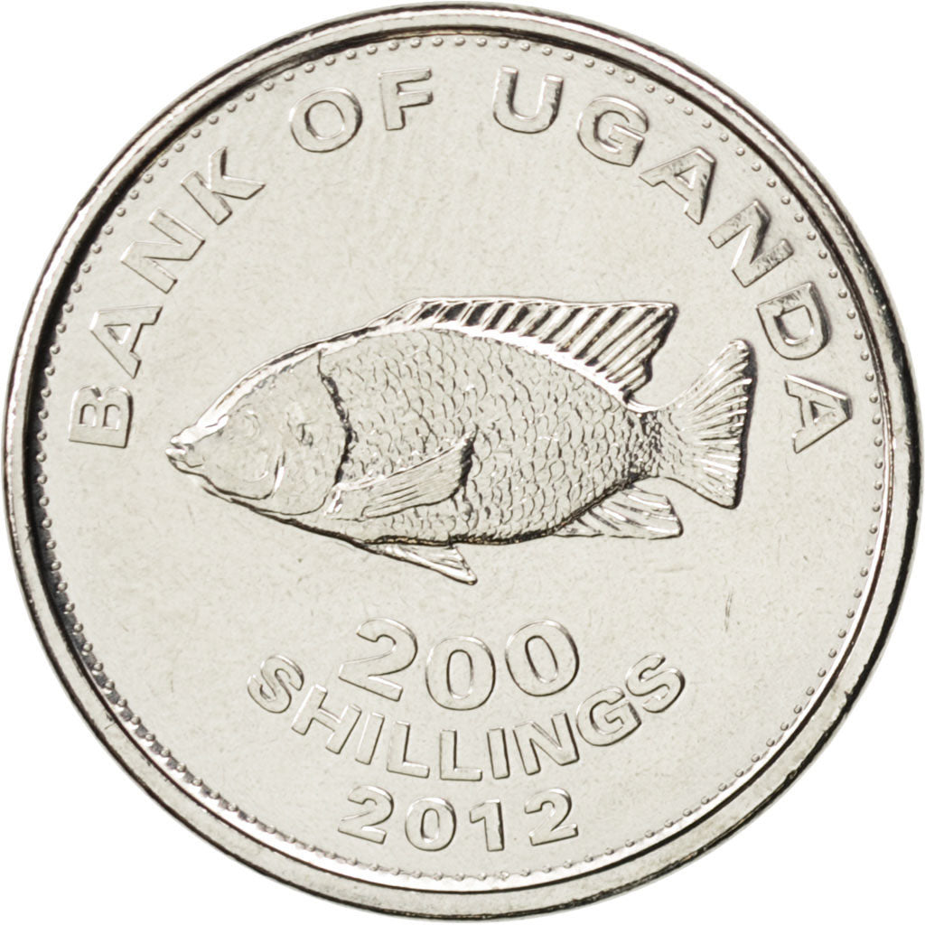 Coin, Uganda, 200 Shillings, 2012, MS(63), Nickel plated steel, KM:New