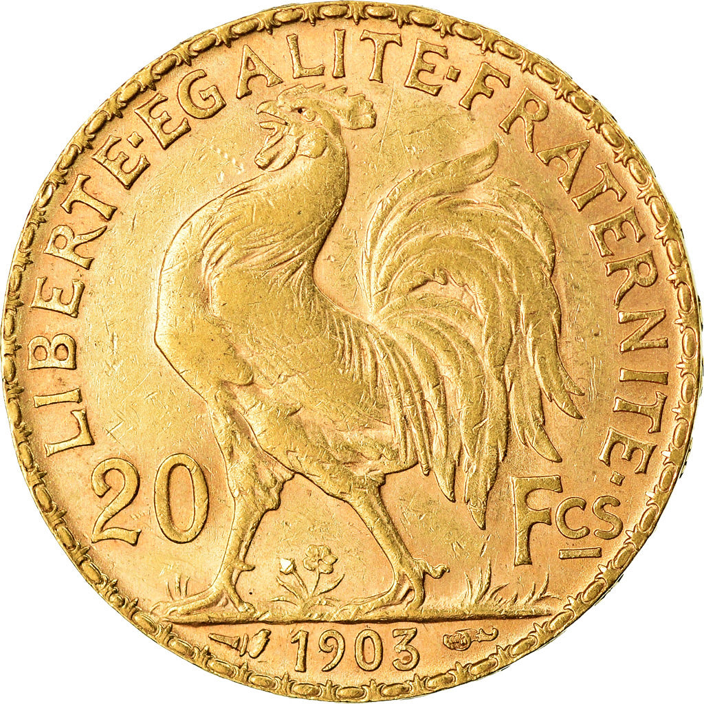 Moeda, França, Marianne, 20 Francs, 1903, Paris, AU(55-58), Dourado, KM:847