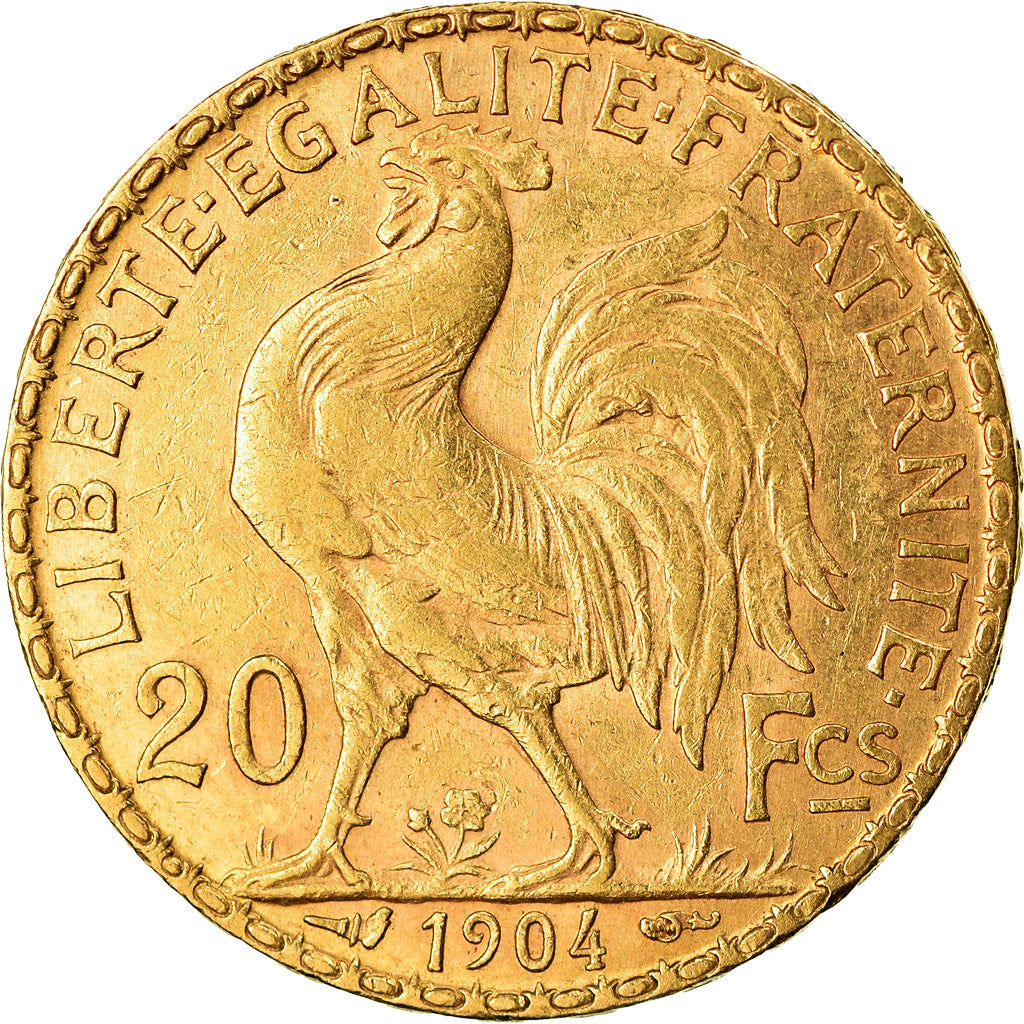 Moneda, Francia, Marianne, 20 Francs, 1904, Paris, MBC+, Oro, KM:847