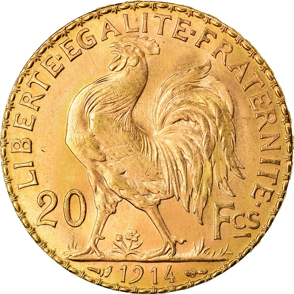 Münze, Frankreich, Marianne, 20 Francs, 1914, VZ+, Gold, KM:857, Gadoury:1064a