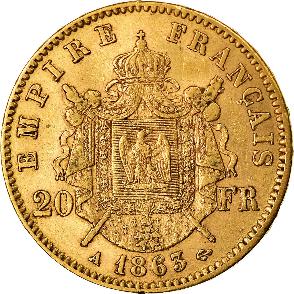 Monnaie, France, Napoleon III, Napoléon III, 20 Francs, 1863, Paris, TTB+, Or