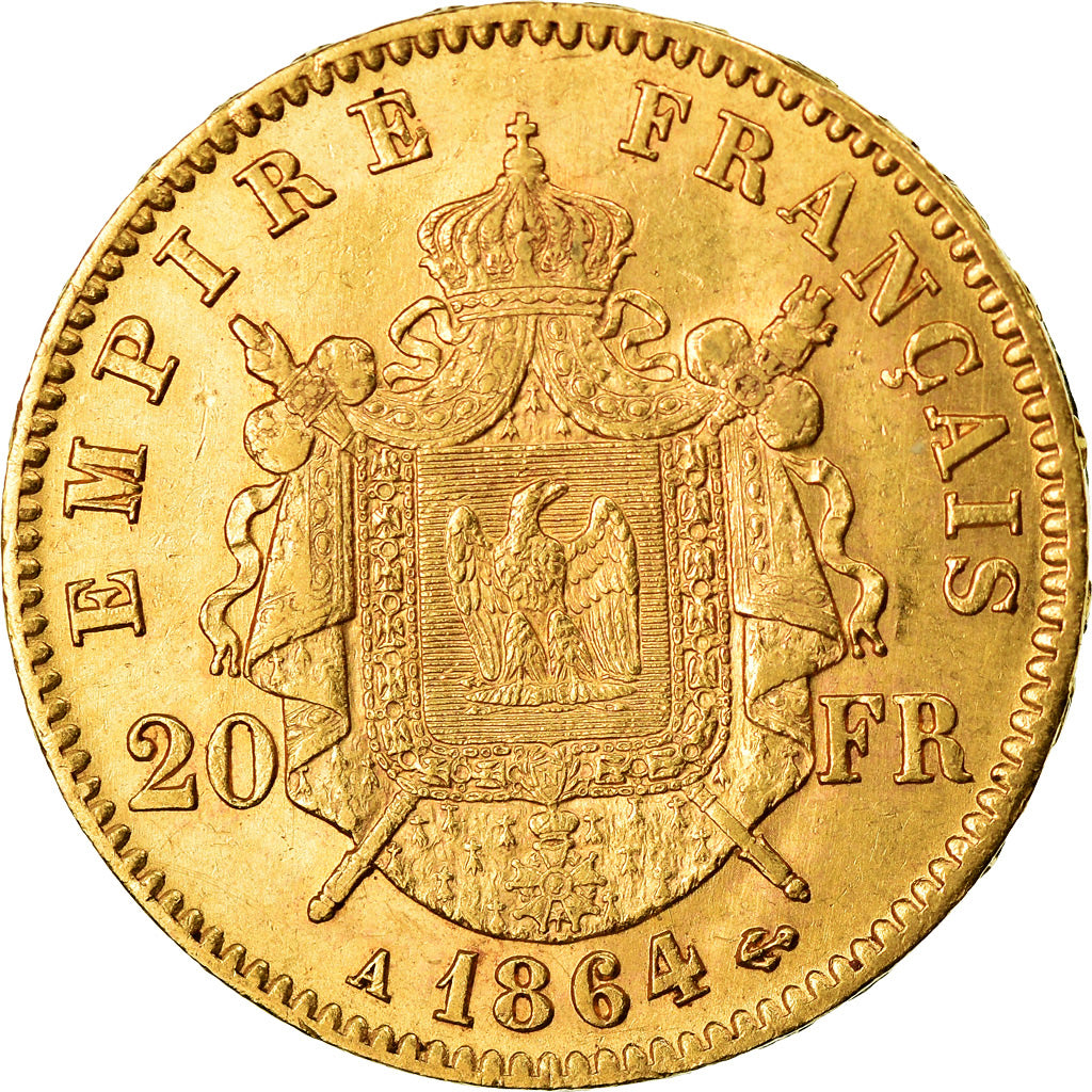 Moneda, Francia, Napoleon III, Napoléon III, 20 Francs, 1864, Paris, EBC, Oro