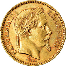 Moneta, Francja, Napoleon III, 20 Francs, 1865, Paris, AU(50-53), Złoto