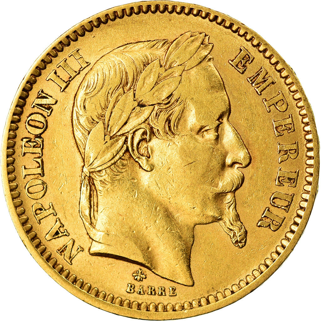 Münze, Frankreich, Napoleon III, 20 Francs, 1865, Paris, SS+, Gold, KM:801.1