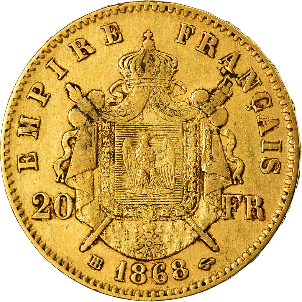 Coin, France, Napoleon III, Napoléon III, 20 Francs, 1868, Strasbourg