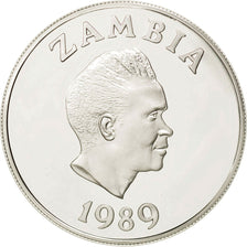 ZAMBIA, 10 Kwacha, 1989, KM #27, MS(63), Silver, 27.25
