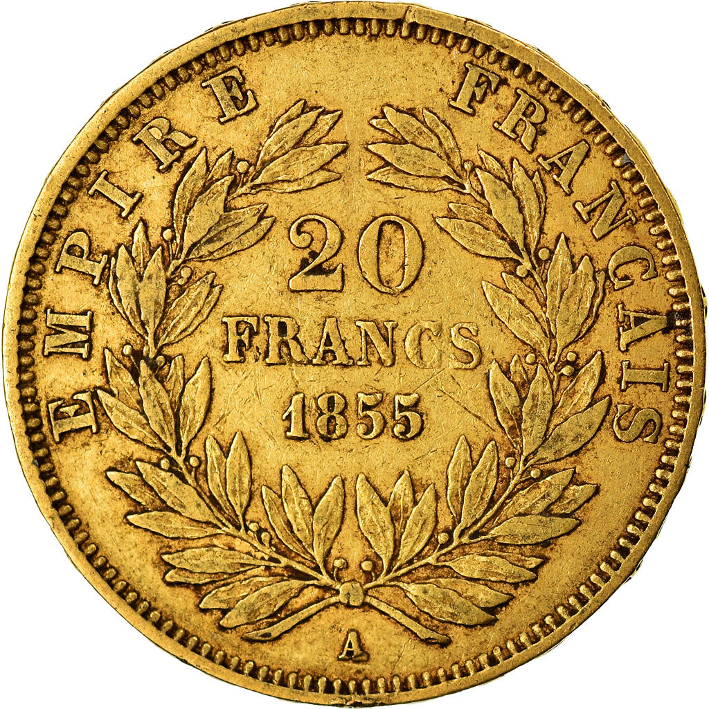 Münze, Frankreich, Napoleon III, Napoléon III, 20 Francs, 1855, Paris, SS