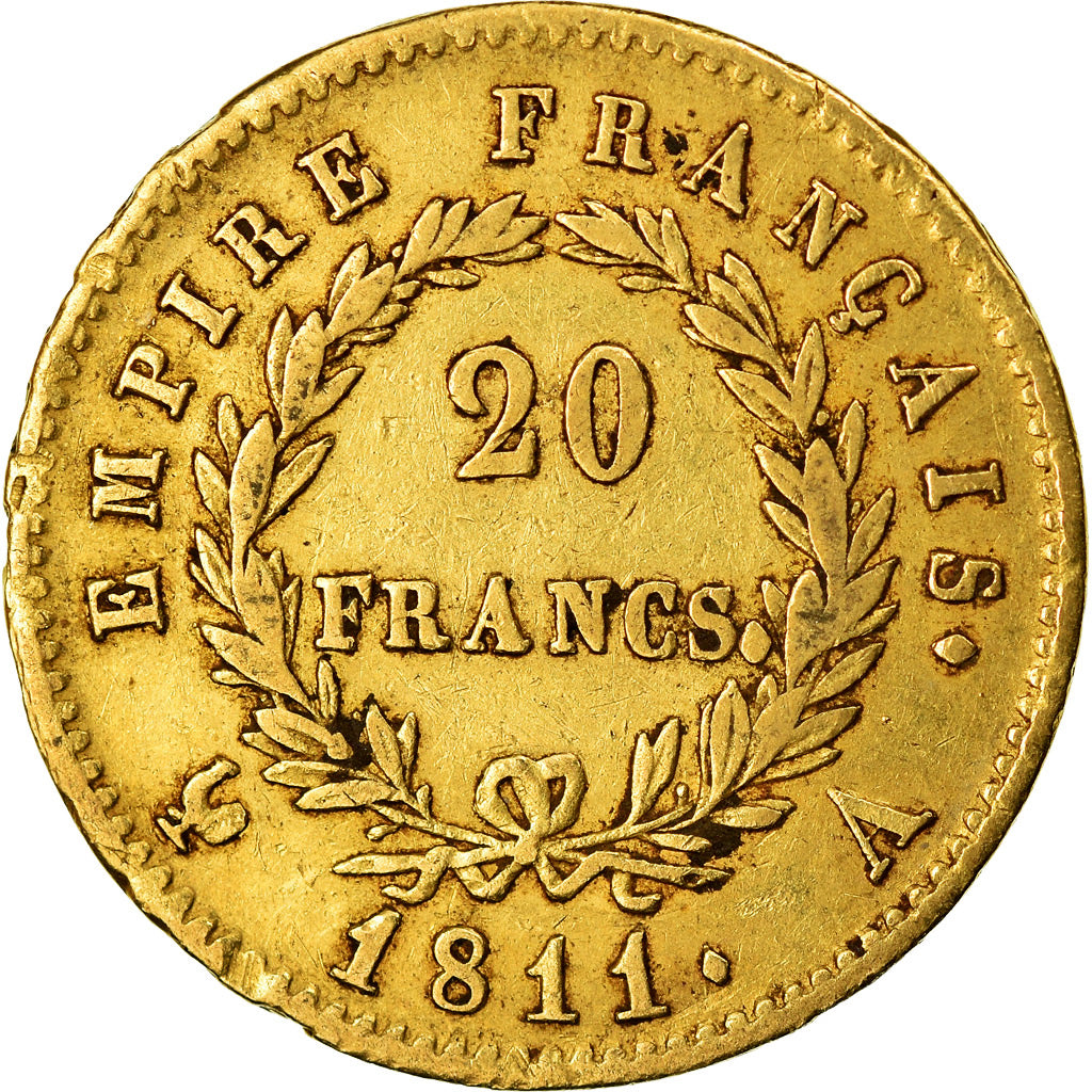Moneta, Francia, Napoléon I, 20 Francs, 1811, Paris, BB, Oro, KM:695.1