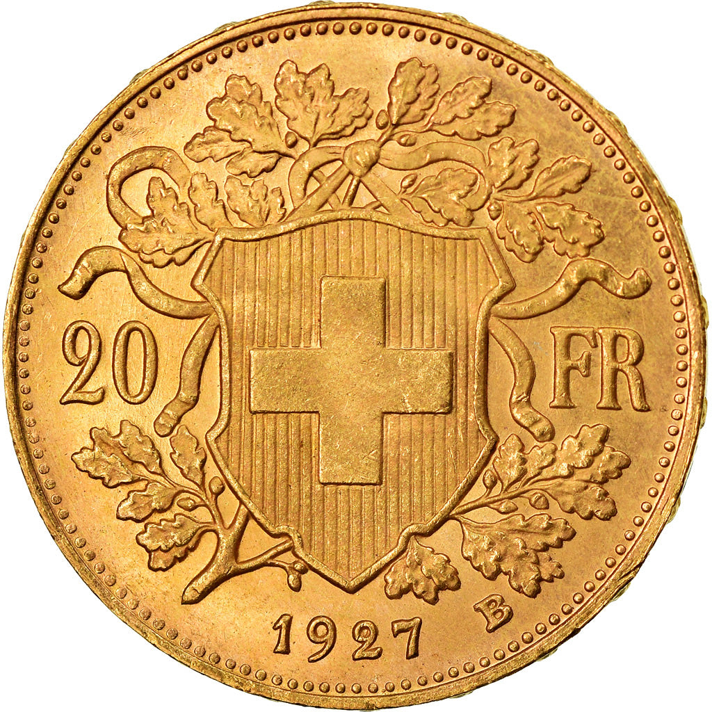 Coin, Switzerland, 20 Francs, 1927, Bern, MS(63), Gold, KM:35.1