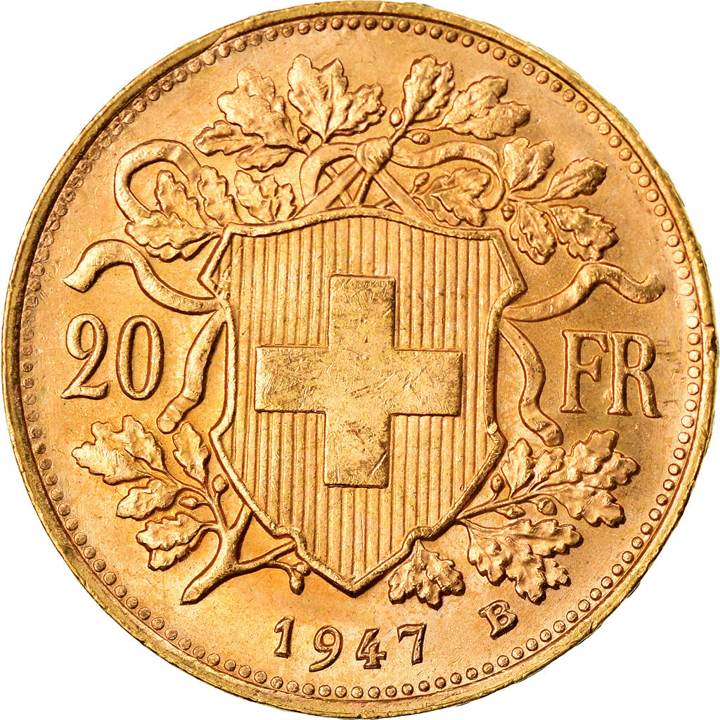 Moneda, Suiza, 20 Francs, 1947, Bern, SC, Oro, KM:35.2