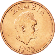 ZAMBIA, 2 Ngwee, 1983, British Royal Mint, KM #10a, MS(63), Copper Clad Steel,..