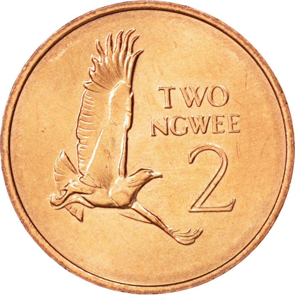 ZAMBIA, 2 Ngwee, 1983, British Royal Mint, KM #10a, MS(63), Copper Clad Steel,..