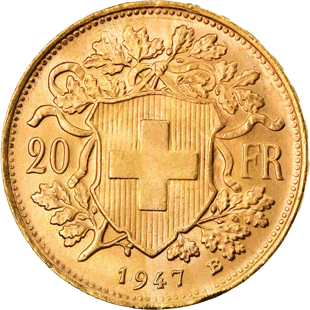 Moneda, Suiza, 20 Francs, 1947, Bern, SC, Oro, KM:35.2