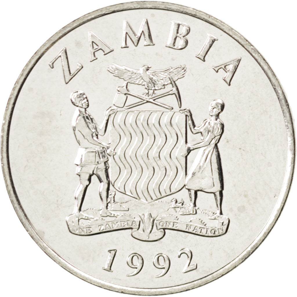 Coin, Zambia, 25 Ngwee, 1992, MS(63), Nickel plated steel, KM:29