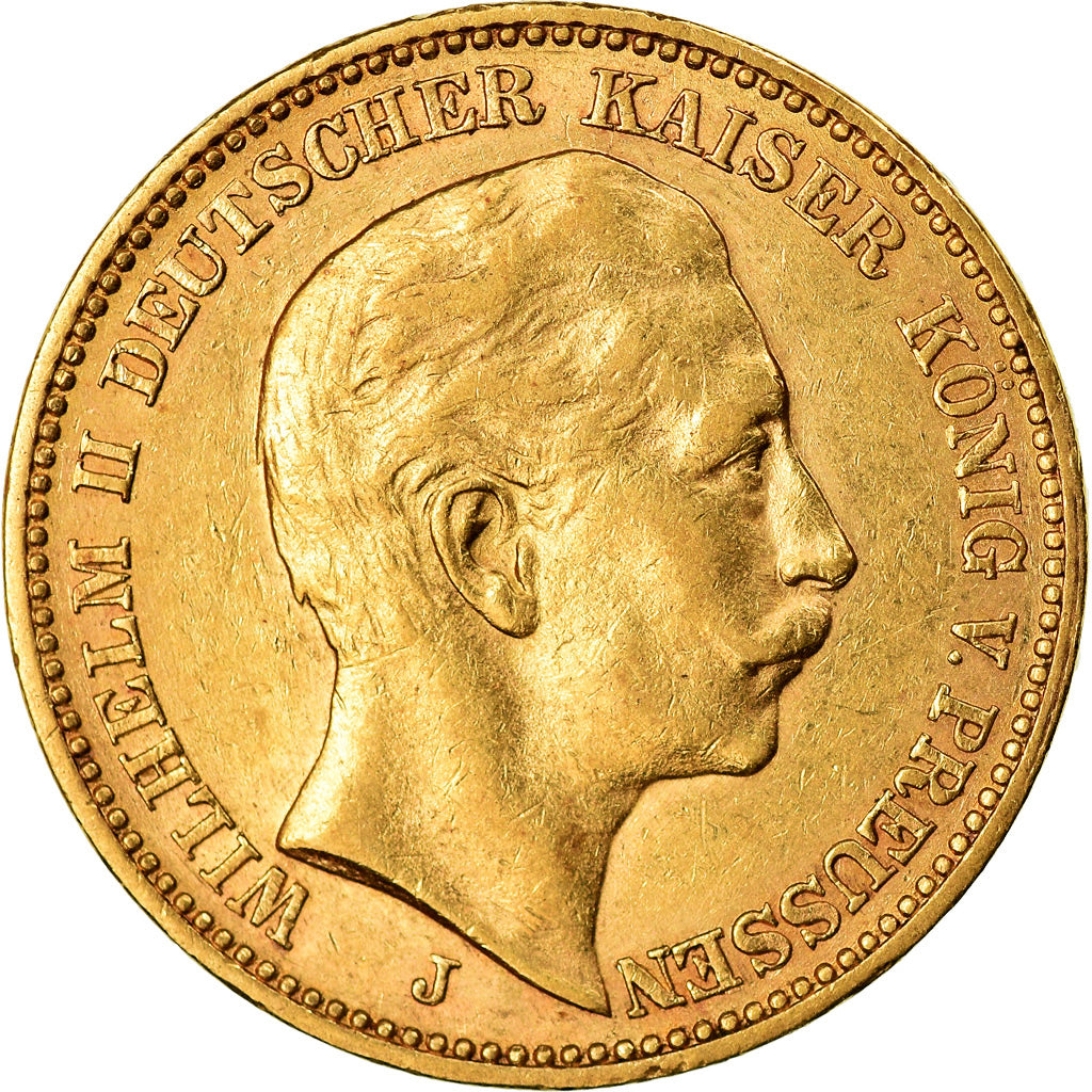 Coin, German States, PRUSSIA, Wilhelm II, 20 Mark, 1905, Hambourg, AU(55-58)