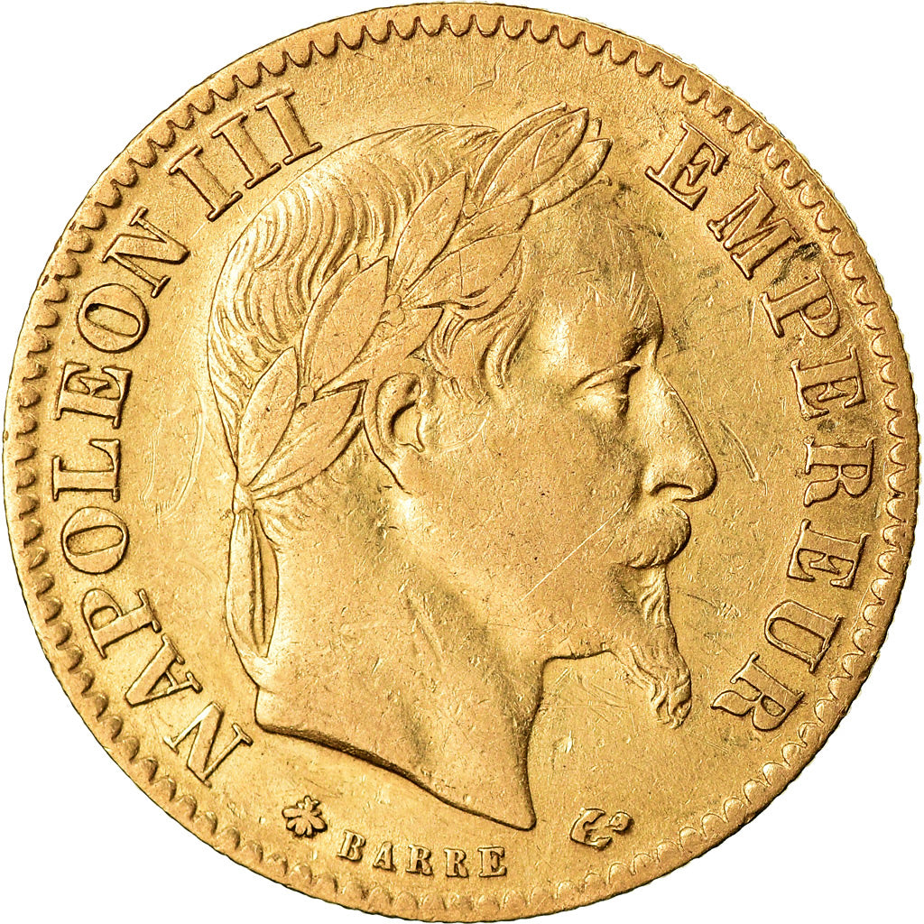 Moneta, Francja, Napoleon III, 10 Francs, 1866, Paris, VF(30-35), Złoto