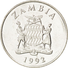 ZAMBIA, 25 Ngwee, 1992, British Royal Mint, KM #29, MS(63), Nickel Plated...