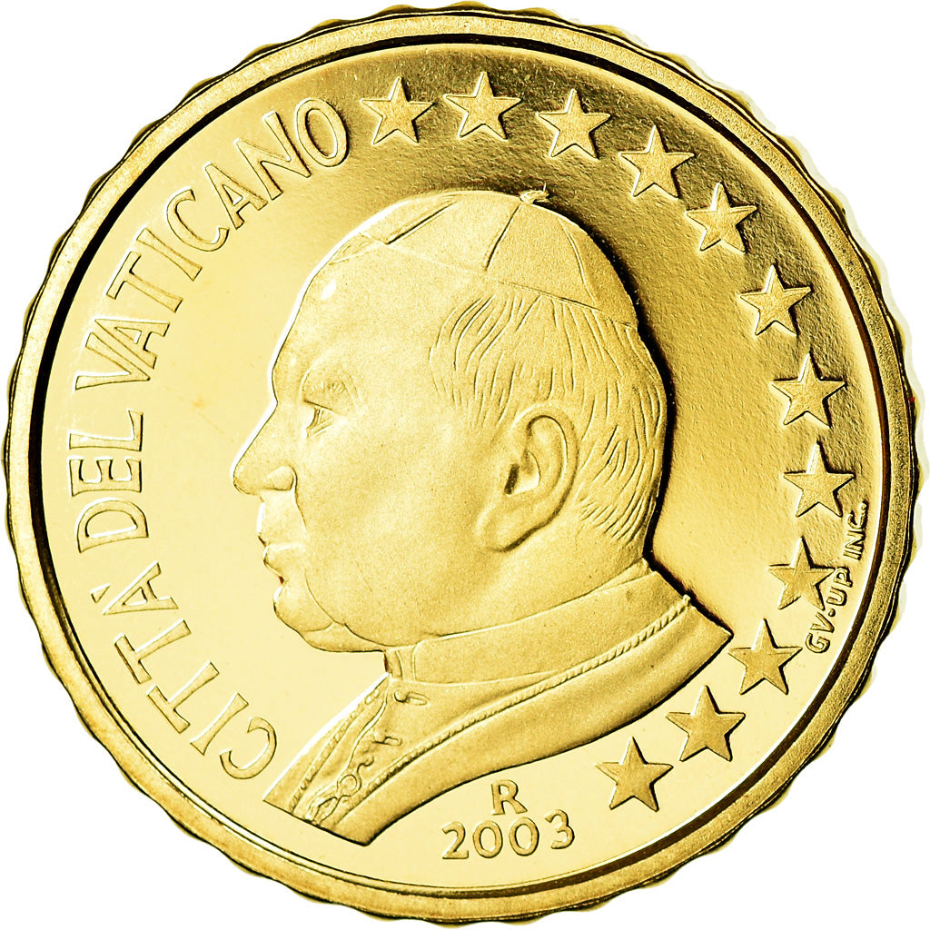 VATICAN CITY, 10 Euro Cent, 2003, MS(65-70), Brass, KM:344