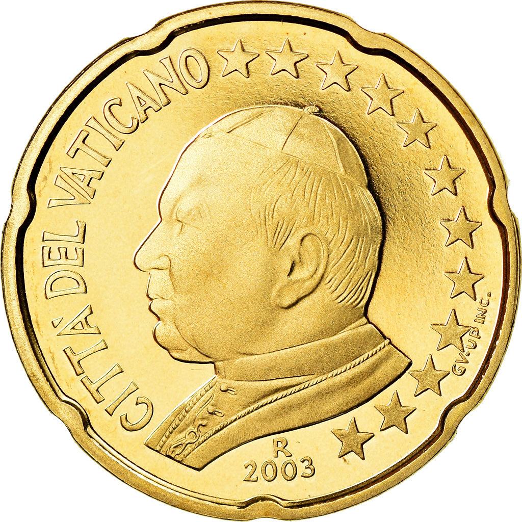 VATICAN CITY, 20 Euro Cent, 2003, MS(65-70), Brass, KM:345